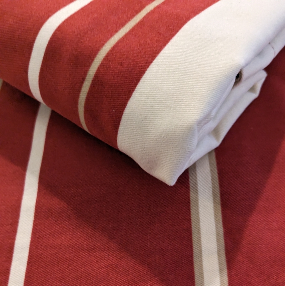 100% Cotton Quality Euro Shams Pillow Square Covers Striped Red Tan EUC Cottage